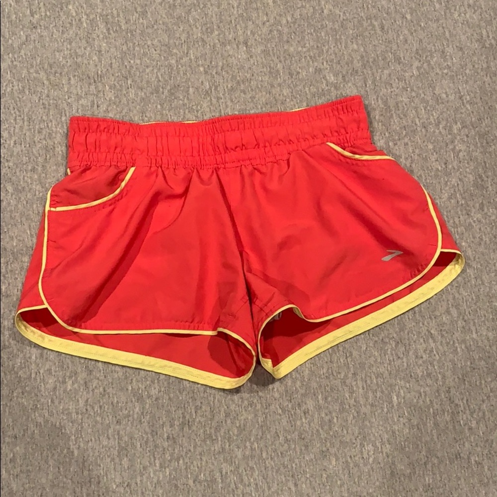 Brooks Running Shorts Pink and Lime Green